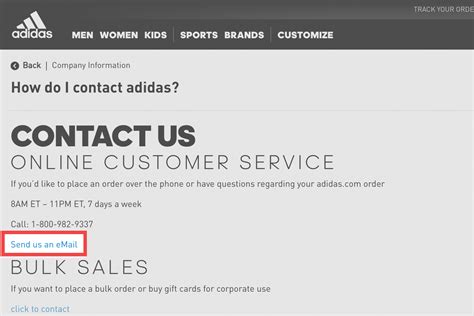 adidas contact us page